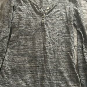 PINK Victoria's Secret Heather Gray Long-Sleeve Henley Top